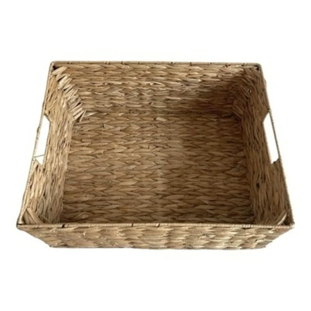 Large Tan Wicker Storage Basket Crate with Handles Home Organizer 15